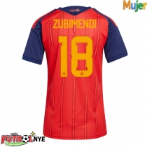 Camiseta España Martin Zubimendi #18 Primera Equipación para mujer Mundial 2026 manga corta